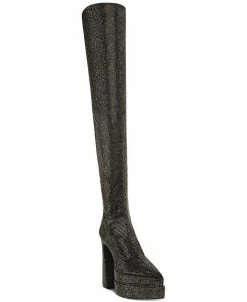 Steve Madden Women's Sultry Rhinestone Over-The-Knee Platform Dress Boots