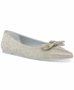 Steve Madden Women's Elina Embellished Rhinestone Bow Ballet Flats